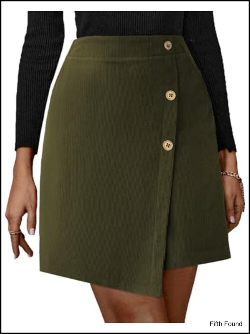 High Waist A-Line Mini Skirt Polyester Asymmetrical Hem with Pockets